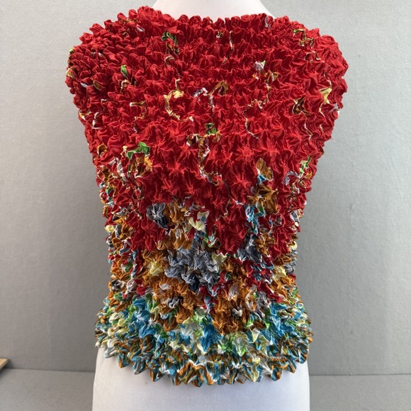 The Unbranded Brand Tops - Y2K Popcorn Shirt Red Bubble Scrunch Magic Stretch Top One Size NWT Novelty 90s